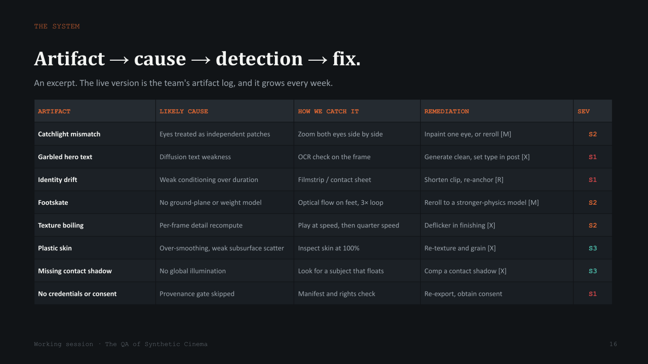SIGNAL slide: Artifact, Detection, Cause, Fix